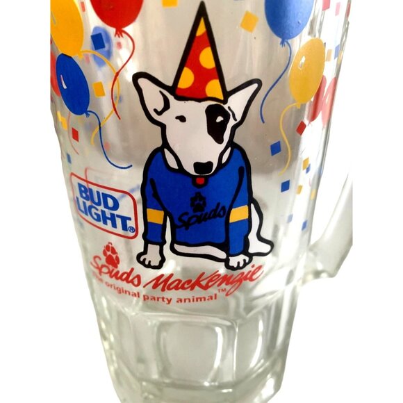 Large Spuds Mackenzie glass beer stein vintage pre-owned - Picture 1 of 5